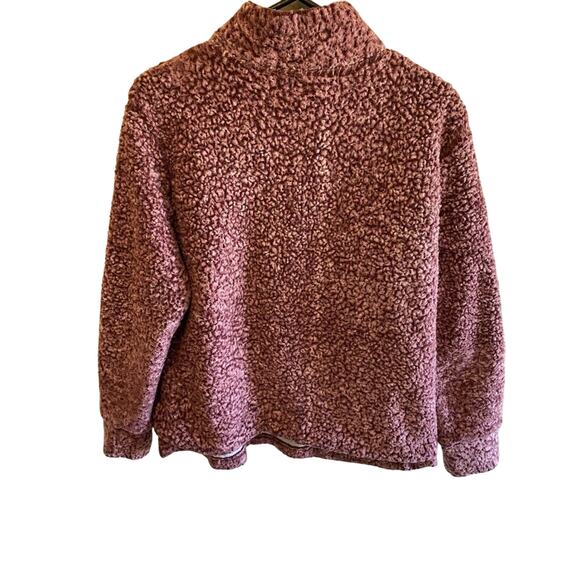 Weatherproof Mauve Long Sleeve 1/4 Zip Mock Neck Lined Sherpa Pullover Size L - Picture 2 of 8